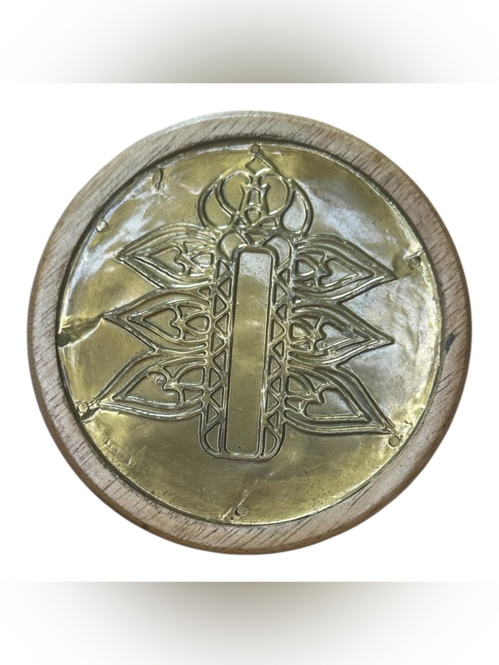 Cravings by Chrissy Teigen Wood Gold Metal Coasters Set of 8 Round Boho 4.25” - Picture 3 of 10